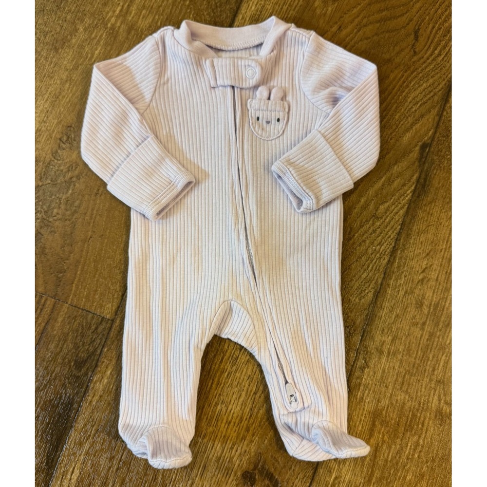 Carter's Baby Girl Preemie Sleeper Outfit Footie 2 Way Zipper Bunny Light Purple